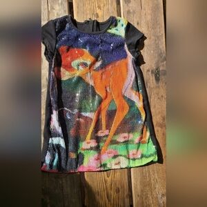 DISNEY / BAMBI SZ 2T VGUC BLACK w/ BAMBI & THUMPER full sequin aplique Dress